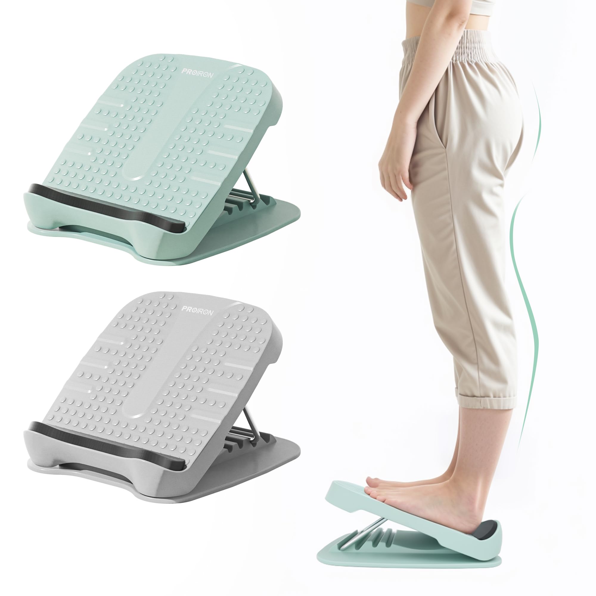 PROIRON Растяжка ахиллова сухожилия Растяжка икроножной мышцы Растяжка гибкости голеностопного сустава Наклонная доска для растяжки икроножной мышцы и ахиллова сухожилия, устройство, зелёный